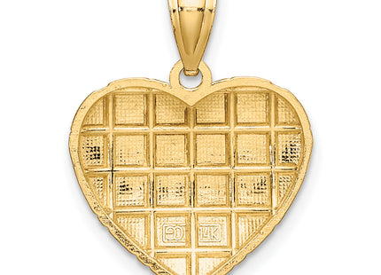 14k w/Rhodium Diamond-cut Heart Charm, 21.75 x 17.3mm