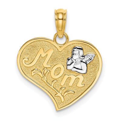 14K w/Rhodium MOM and Angel Heart Charm