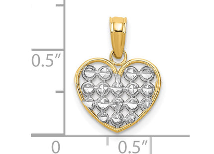 14K gold heart charm, another view