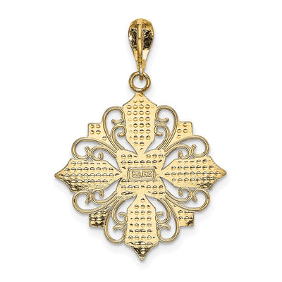 14K w/ Rhodium Cut-out Cross Medallion Charm