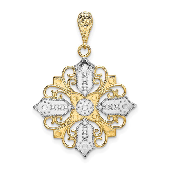 14k Yellow & Rhodium Jewelry Style K9335 - Classique Jewelry Inc.