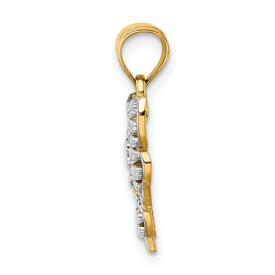 14K w/Rhodium Cut-out Wings Butterfly Pendant