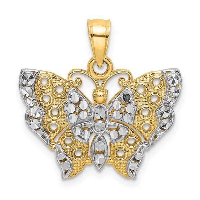 14k Yellow & Rhodium Pendants Style K9336 - Classique Jewelry Inc.