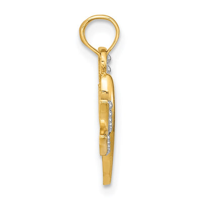 14K w/Rhodium Textured Dragonfly Charm