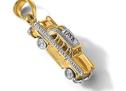 14k with White Rhodium 3-D Taxi with Moveable Tires Charm