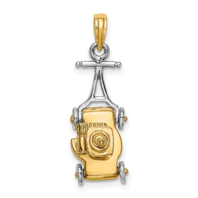 14K Two-tone 3-D Lawn Mower Charm