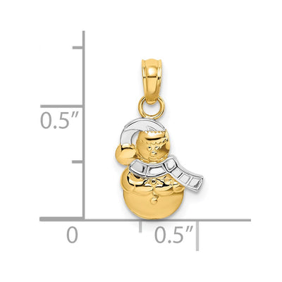14K w/Rhodium Snowman Charm