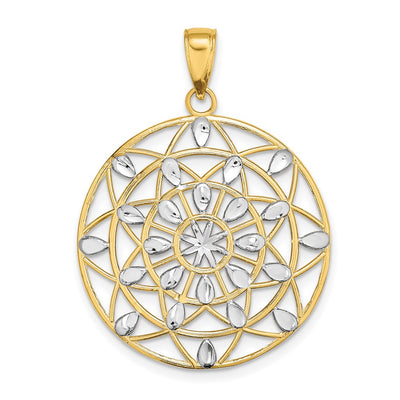 14K w/White Rhodium Cut-Out Diamond-cut Charm