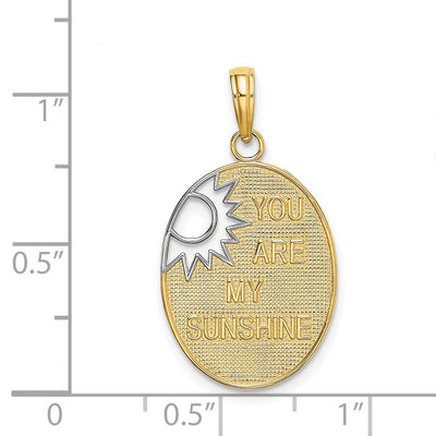 14K w/Rhodium YOU ARE MY SUNSHINE Cut-out Sun Charm