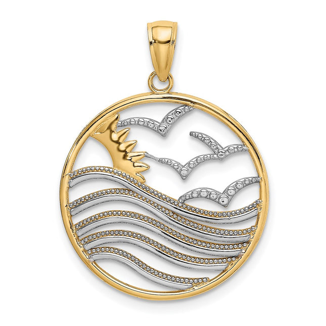 14k Yellow & Rhodium Pendants Style K9429 - Classique Jewelry Inc.