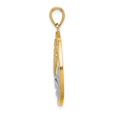 14K w/Rhodium Sun, Hearts ,Water Circle Charm