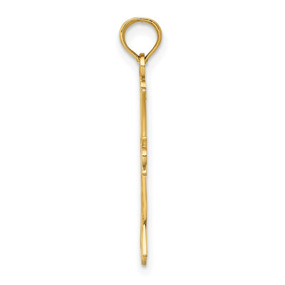 14K W/ Rhodium Textured Cross Charm, 20.1 x 16mm