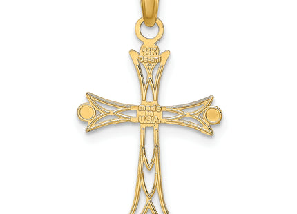 14K W/ Rhodium Textured Cross Charm, 20.1 x 16mm