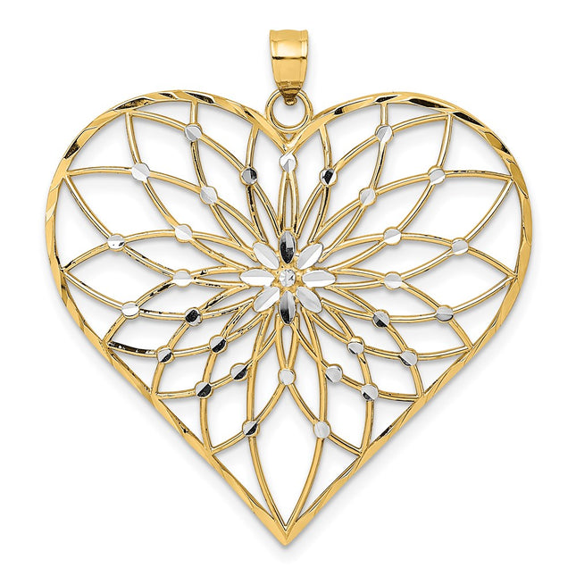 14k Yellow & Rhodium Pendants Style K9442 - Classique Jewelry Inc.