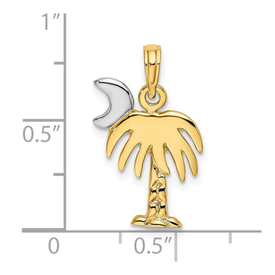 14K W/ Rhodium Polished Charleston Palm Tree Charm