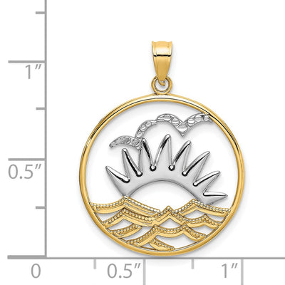 14K /Rhodium Sunsetand Water In CircleCharm