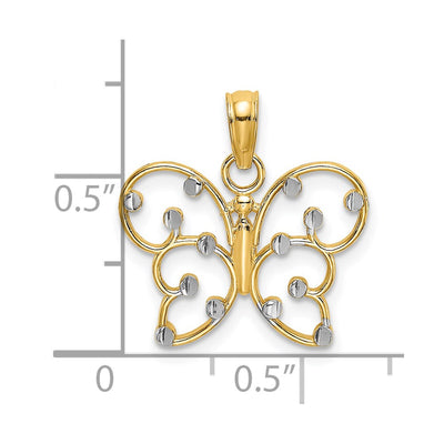 14K w/ Rhodium Butterfly Charm