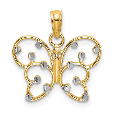 14K w/ Rhodium Butterfly Charm