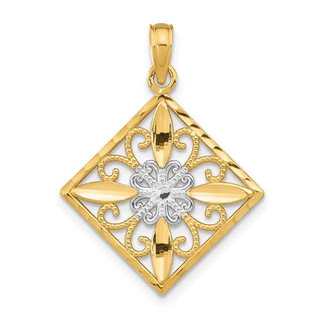 14k Yellow & Rhodium Jewelry Style K9485 - Classique Jewelry Inc.