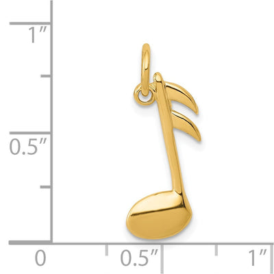 14K Polished Flat-Backed Musical Note Charm
