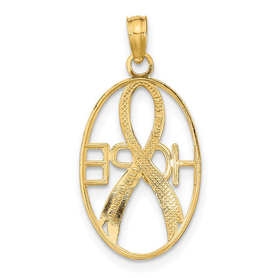 14K w/Rhodium Textured HOPE w/ Ribbon Charm