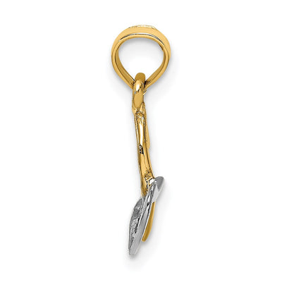 14K With White Rhodium Polished Hearts Interwined Charm
