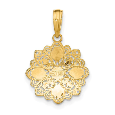 14K w/Rhodium and D/C Filigree Flower Charm
