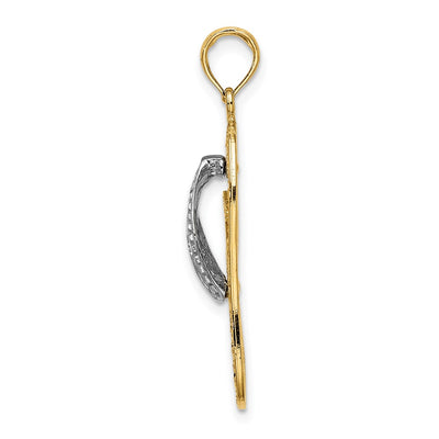 14K w/Rhodium Palm Tree Flip-Flop Charm