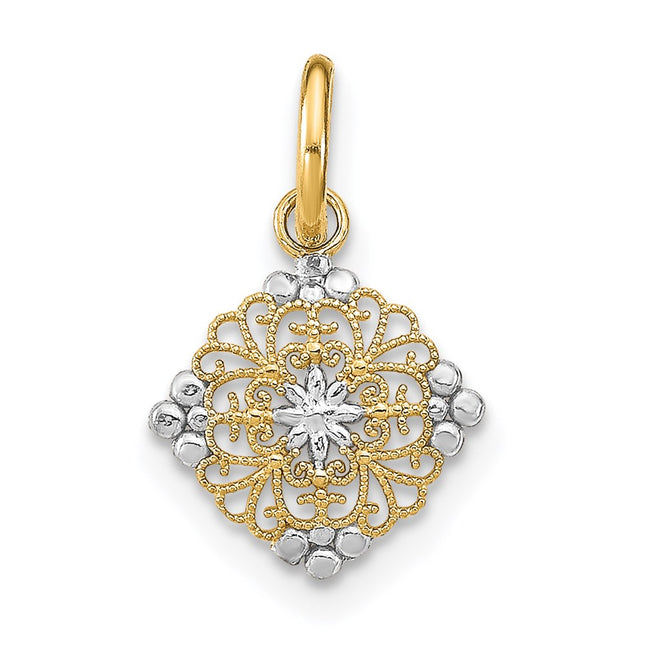 14K gold medallion charm