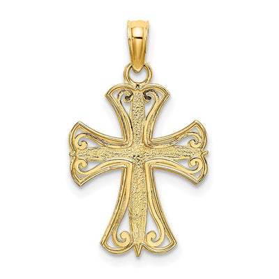 14K W/ Rhodium Textured Cross Charm, 17.8 x 14mm