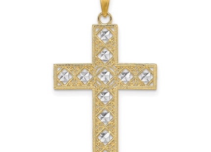 14K W/ Rhodium D/C and Cut-Out Cross Charm (Style K9542)