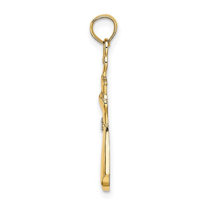 14K w/Rhodium Dress W/ Flower Charm