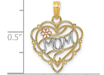14K gold heart charm, another view