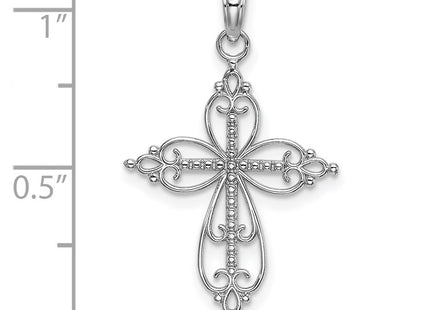 14K white gold cross charm, another view
