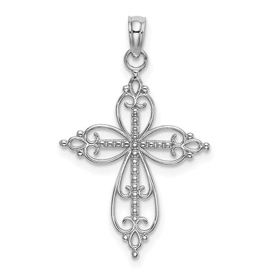 14K white gold cross charm