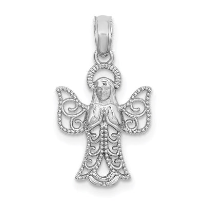 14K white gold angel pendant