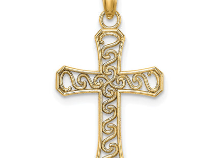 14K gold cross pendant, further view