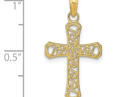 14K gold cross pendant, another view