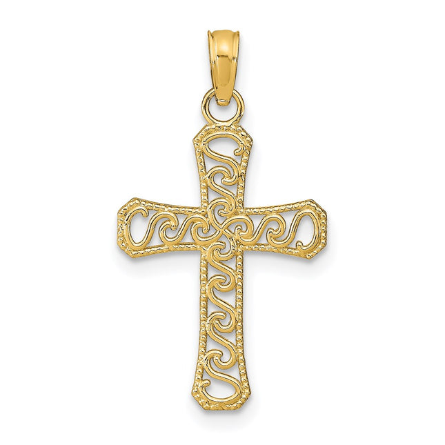 14K Fancy Cross Pendant, 20.4 x 15mm