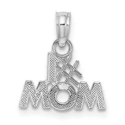 14K White Gold #1 Mom Charm, 12.4 x 14.5mm