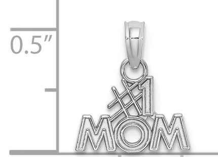 14k White Gold #1 Mom Charm, 12.4 x 14.5mm