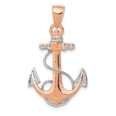14K rose gold anchor pendant