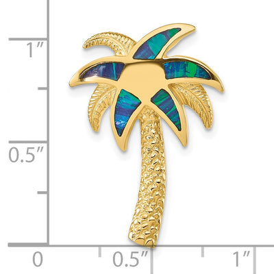 14K Lab Created Opal Palm Tree Slide