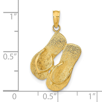 14K 3D KEY WEST Reversible Flip Flops Pendant