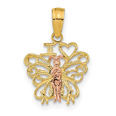 14K gold butterfly pendant