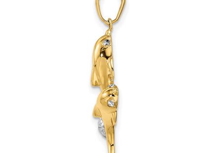 14k Yellow & Rhodium Pendants Style K9779 - Classique Jewelry Inc.