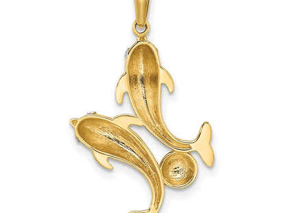 14k Yellow & Rhodium Pendants Style K9779 - Classique Jewelry Inc.