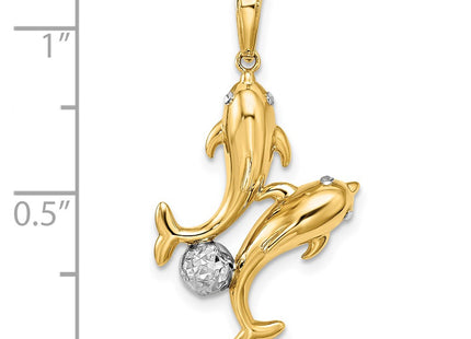 14k Yellow & Rhodium Pendants Style K9779 - Classique Jewelry Inc.