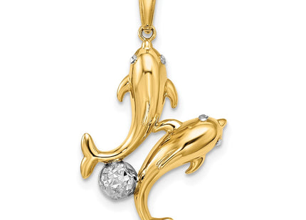 14k Yellow & Rhodium Pendants Style K9779 - Classique Jewelry Inc.