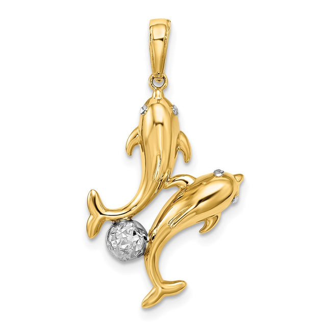14k Yellow & Rhodium Pendants Style K9779 - Classique Jewelry Inc.